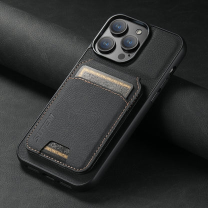 Suteni H02 Litchi Leather Card Wallet Stand Back Phone Case, For iPhone 14 Pro Max, For iPhone 13 Pro Max, For iPhone 13 Pro, For iPhone 13