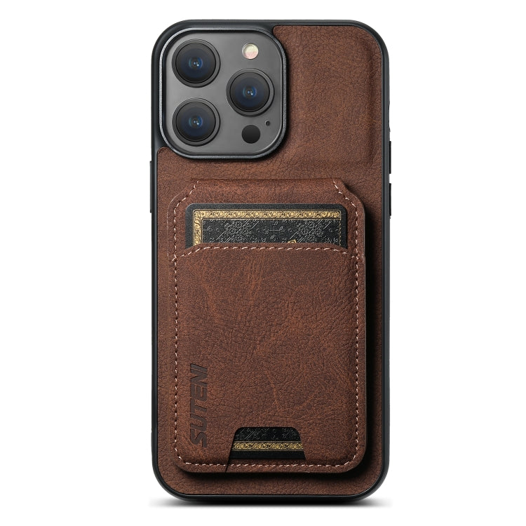Suteni H02 Litchi Leather Card Wallet Stand Back Phone Case, For iPhone 14 Pro Max, For iPhone 13 Pro Max, For iPhone 13 Pro, For iPhone 13