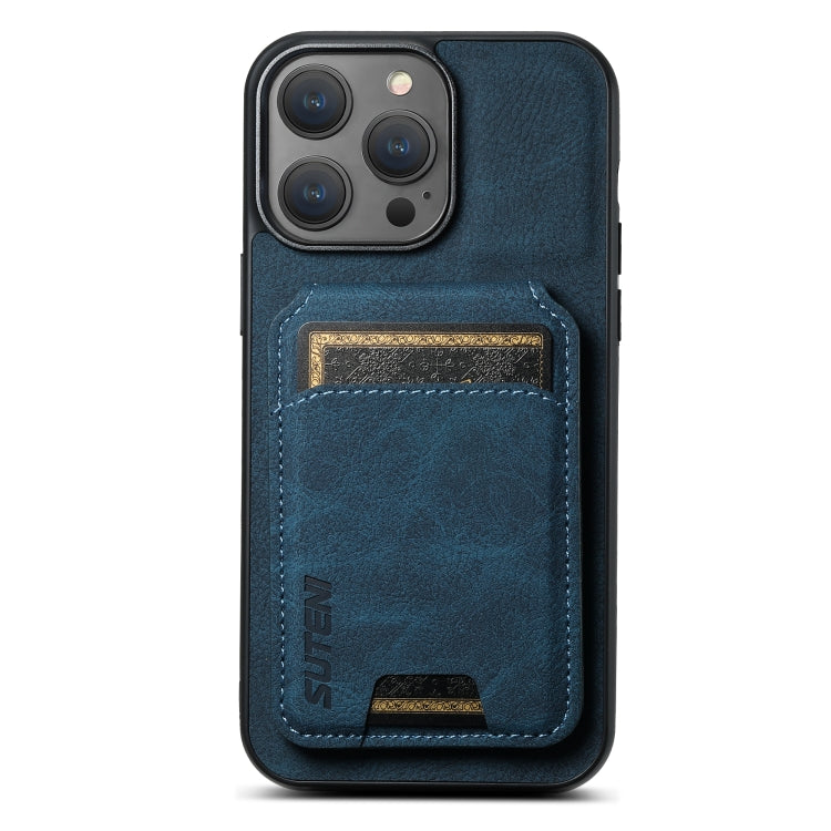 Suteni H02 Litchi Leather Card Wallet Stand Back Phone Case, For iPhone 14 Pro Max, For iPhone 13 Pro Max, For iPhone 13 Pro, For iPhone 13