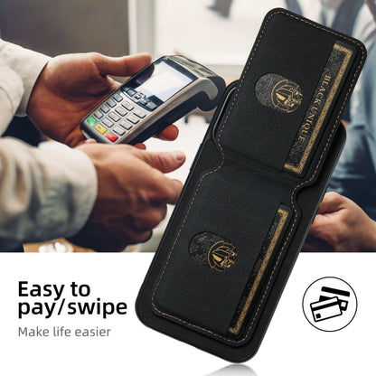 Suteni H02 Litchi Leather Card Wallet Stand Back Phone Case, For iPhone 16, For iPhone 15 Pro Max, For iPhone 15 Pro, For iPhone 15 Plus