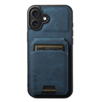 Suteni H02 Litchi Leather Card Wallet Stand Back Phone Case, For iPhone 16, For iPhone 15 Pro Max, For iPhone 15 Pro, For iPhone 15 Plus