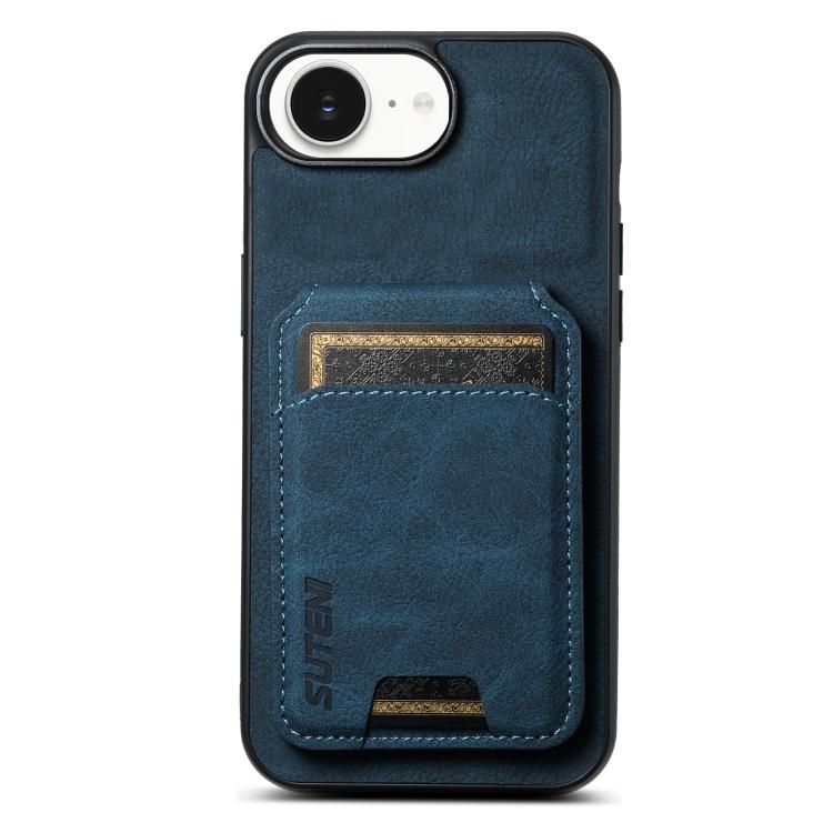 Suteni H02 Litchi Leather Card Wallet Stand Back Phone Case, For iPhone 17e / 16e, For iPhone 16 Pro Max, For iPhone 16 Pro, For iPhone 16 Plus