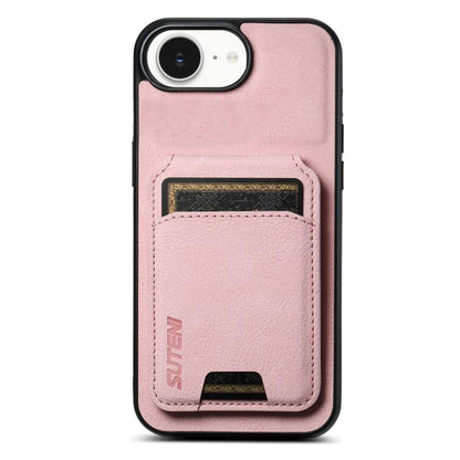 Suteni H02 Litchi Leather Card Wallet Stand Back Phone Case, For iPhone 17e / 16e, For iPhone 16 Pro Max, For iPhone 16 Pro, For iPhone 16 Plus
