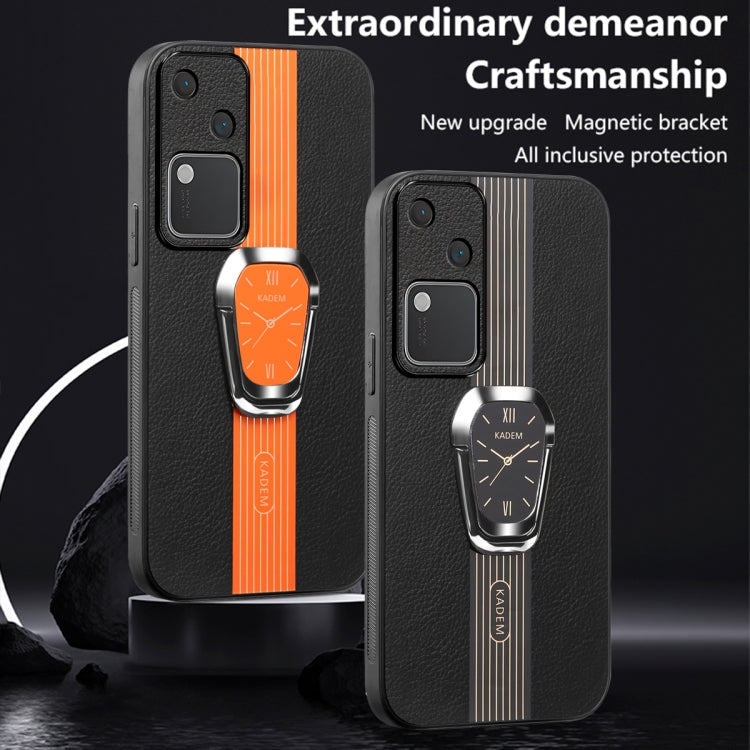 Magnetic Litchi Leather Back Phone Case with Holder