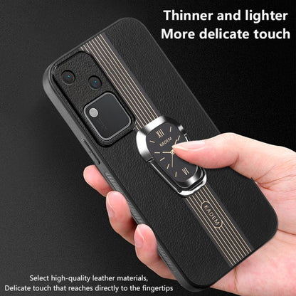 Magnetic Litchi Leather Back Phone Case with Holder