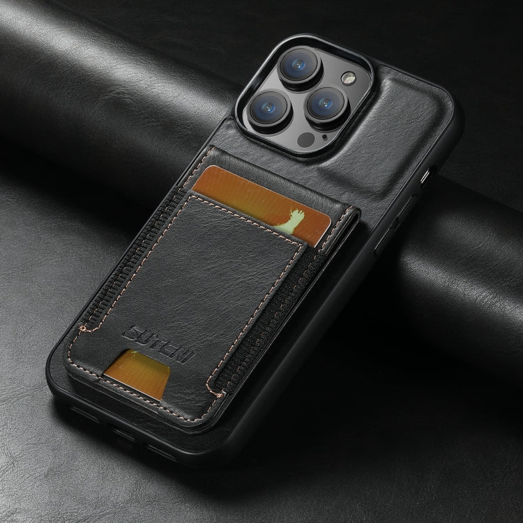 Suteni H03 Oil Wax Leather Wallet Stand Back Phone Case, For iPhone 11, For iPhone 11 Pro, For iPhone 17e / 16e, For iPhone 12 / 12 Pro