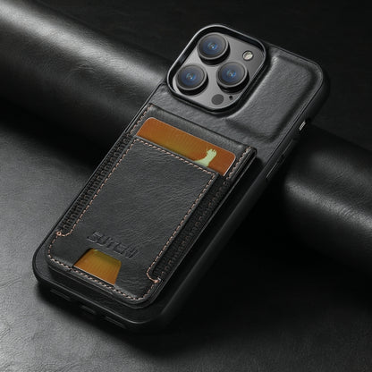 Suteni H03 Oil Wax Leather Wallet Stand Back Phone Case, For iPhone 11, For iPhone 11 Pro, For iPhone 17e / 16e, For iPhone 12 / 12 Pro