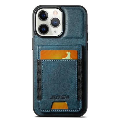 Suteni H03 Oil Wax Leather Wallet Stand Back Phone Case, For iPhone 11 Pro
