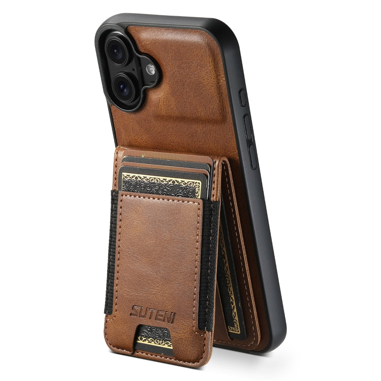Suteni H03 Oil Wax Leather Wallet Stand Back Phone Case, For iPhone 17e / 16e, For iPhone 17 Pro Max, For iPhone 17 Pro, For iPhone 17, For iPhone Air, For iPhone 16 Pro Max, For iPhone 16 Pro, For iPhone 16 Plus