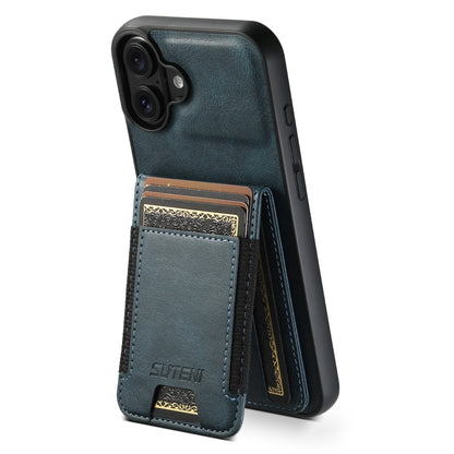 Suteni H03 Oil Wax Leather Wallet Stand Back Phone Case, For iPhone 17e / 16e, For iPhone 17 Pro Max, For iPhone 17 Pro, For iPhone 17, For iPhone Air, For iPhone 16 Pro Max, For iPhone 16 Pro, For iPhone 16 Plus