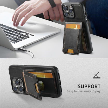 Suteni H03 Oil Wax Leather Wallet Stand Back Phone Case, For iPhone 17e / 16e, For iPhone 17 Pro Max, For iPhone 17 Pro, For iPhone 17, For iPhone Air, For iPhone 16 Pro Max, For iPhone 16 Pro, For iPhone 16 Plus