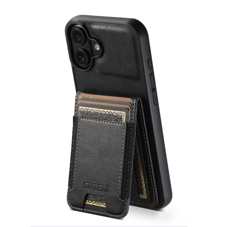 Suteni H03 Oil Wax Leather Wallet Stand Back Phone Case, For iPhone 17e / 16e, For iPhone 17 Pro Max, For iPhone 17 Pro, For iPhone 17, For iPhone Air, For iPhone 16 Pro Max, For iPhone 16 Pro, For iPhone 16 Plus