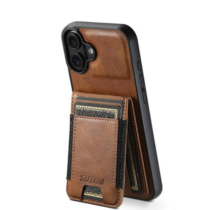 Suteni H03 Oil Wax Leather Wallet Stand Back Phone Case, For iPhone 18, For iPhone 18 Pro, For iPhone 18 Pro Max, For iPhone 17 Pro Max, For iPhone 17 Pro, For iPhone 17, For iPhone Air, For iPhone 16 Pro Max