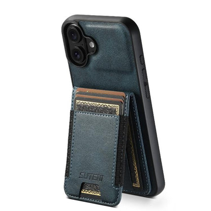 Suteni H03 Oil Wax Leather Wallet Stand Back Phone Case, For iPhone 18, For iPhone 18 Pro, For iPhone 18 Pro Max, For iPhone 17 Pro Max, For iPhone 17 Pro, For iPhone 17, For iPhone Air, For iPhone 16 Pro Max