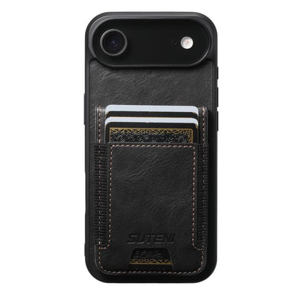 Suteni H03 Oil Wax Leather Wallet Stand Back Phone Case, For iPhone 18, For iPhone 18 Pro, For iPhone 18 Pro Max, For iPhone 17 Pro Max, For iPhone 17 Pro, For iPhone 17, For iPhone Air, For iPhone 16 Pro Max