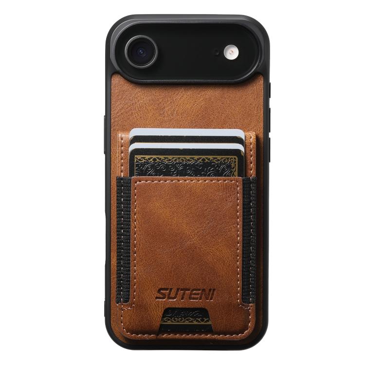 Suteni H03 Oil Wax Leather Wallet Stand Back Phone Case, For iPhone 17e / 16e, For iPhone 17 Pro Max, For iPhone 17 Pro, For iPhone 17, For iPhone Air, For iPhone 16 Pro Max, For iPhone 16 Pro, For iPhone 16 Plus