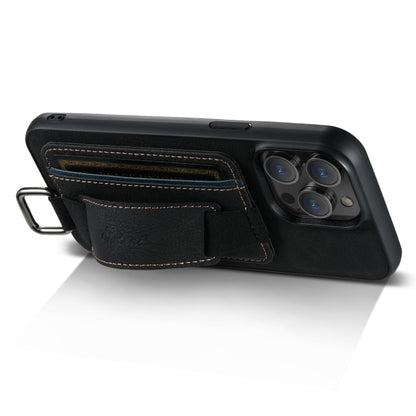 Suteni H13 Litchi Leather Wrist Strap Wallet Back Phone Case, For iPhone 15, For iPhone 14 Plus, For iPhone 14, For iPhone 14 Pro