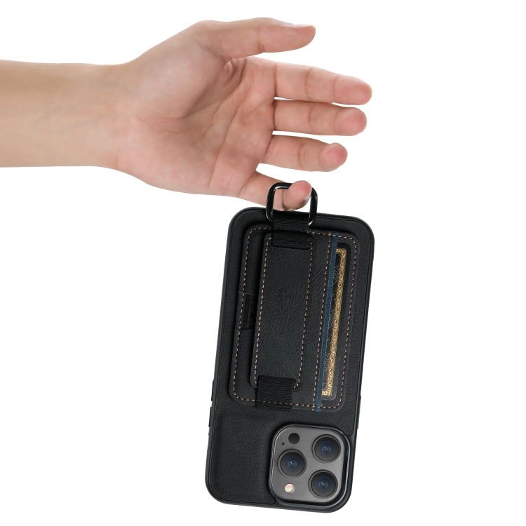 Suteni H13 Litchi Leather Wrist Strap Wallet Back Phone Case, For iPhone 14 Pro Max, For iPhone 13 Pro Max, For iPhone 13 Pro, For iPhone 13