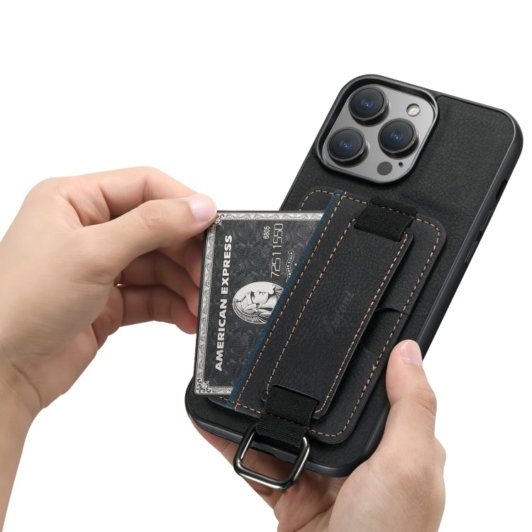Suteni H13 Litchi Leather Wrist Strap Wallet Back Phone Case, For iPhone 12 / 12 Pro, For iPhone 12 Pro Max, For iPhone 11 Pro Max, For iPhone 11
