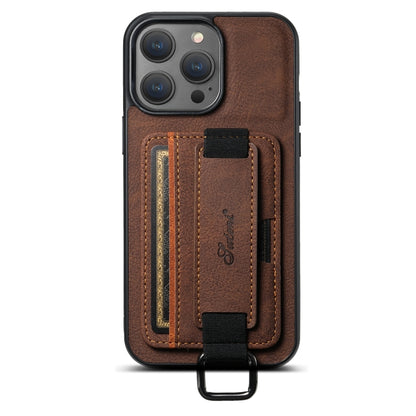 Suteni H13 Litchi Leather Wrist Strap Wallet Back Phone Case, For iPhone 12 / 12 Pro, For iPhone 12 Pro Max, For iPhone 11 Pro Max, For iPhone 11