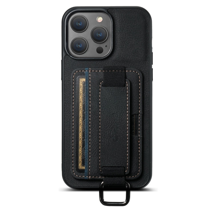 Suteni H13 Litchi Leather Wrist Strap Wallet Back Phone Case, For iPhone 12 / 12 Pro, For iPhone 12 Pro Max, For iPhone 11 Pro Max, For iPhone 11
