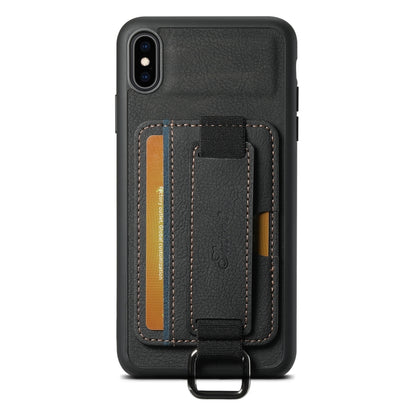 Suteni H13 Litchi Leather Wrist Strap Wallet Back Phone Case, For iPhone 11 Pro, For iPhone X / XS, For iPhone XR, For iPhone XS Max