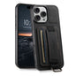 Suteni H13 Litchi Leather Wrist Strap Wallet Back Phone Case, For iPhone 17e / 16e, For iPhone 16 Pro Max, For iPhone 16 Pro, For iPhone 16 Plus