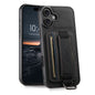 Suteni H13 Litchi Leather Wrist Strap Wallet Back Phone Case, For iPhone 17e / 16e, For iPhone 16 Pro Max, For iPhone 16 Pro, For iPhone 16 Plus