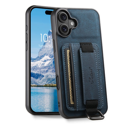 Suteni H13 Litchi Leather Wrist Strap Wallet Back Phone Case, For iPhone 17e / 16e, For iPhone 16 Pro Max, For iPhone 16 Pro, For iPhone 16 Plus
