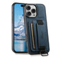 Suteni H13 Litchi Leather Wrist Strap Wallet Back Phone Case, For iPhone 17e / 16e, For iPhone 16 Pro Max, For iPhone 16 Pro, For iPhone 16 Plus