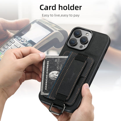 Suteni H13 Litchi Leather Wrist Strap Wallet Back Phone Case, For iPhone 16, For iPhone 15 Pro Max, For iPhone 15 Pro, For iPhone 15 Plus