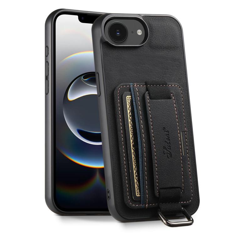 Suteni H13 Litchi Leather Wrist Strap Wallet Back Phone Case, For iPhone 17e / 16e, For iPhone 16 Pro Max, For iPhone 16 Pro, For iPhone 16 Plus