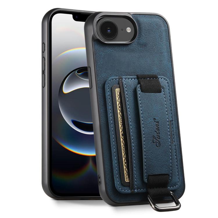 Suteni H13 Litchi Leather Wrist Strap Wallet Back Phone Case, For iPhone 17e / 16e, For iPhone 16 Pro Max, For iPhone 16 Pro, For iPhone 16 Plus