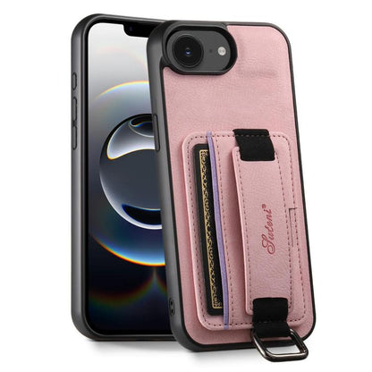 Suteni H13 Litchi Leather Wrist Strap Wallet Back Phone Case, For iPhone 17e / 16e, For iPhone 16 Pro Max, For iPhone 16 Pro, For iPhone 16 Plus