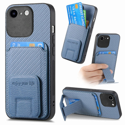 Carbon Fiber Card Bag Fold Stand Phone Case, For iPhone 14 Pro Max, For iPhone 7 / 8 / SE 2022, For iPhone 13 Pro Max, For iPhone 13 Pro