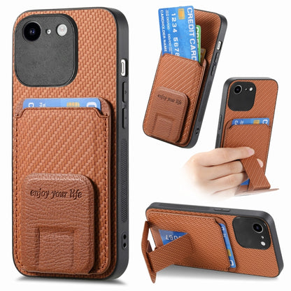 Carbon Fiber Card Bag Fold Stand Phone Case, For iPhone 14 Pro Max, For iPhone 7 / 8 / SE 2022, For iPhone 13 Pro Max, For iPhone 13 Pro