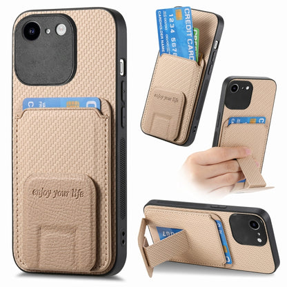 Carbon Fiber Card Bag Fold Stand Phone Case, For iPhone 14 Pro Max, For iPhone 7 / 8 / SE 2022, For iPhone 13 Pro Max, For iPhone 13 Pro