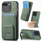 Carbon Fiber Card Bag Fold Stand Phone Case, For iPhone XR, For iPhone XS Max, For iPhone 7 Plus / 8 Plus, For iPhone 6 Plus / 6s Plus