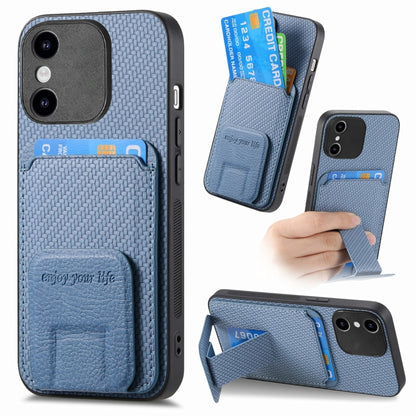 Carbon Fiber Card Bag Fold Stand Phone Case, For iPhone 11 Pro Max, For iPhone 11, For iPhone 11 Pro, For iPhone X / XS