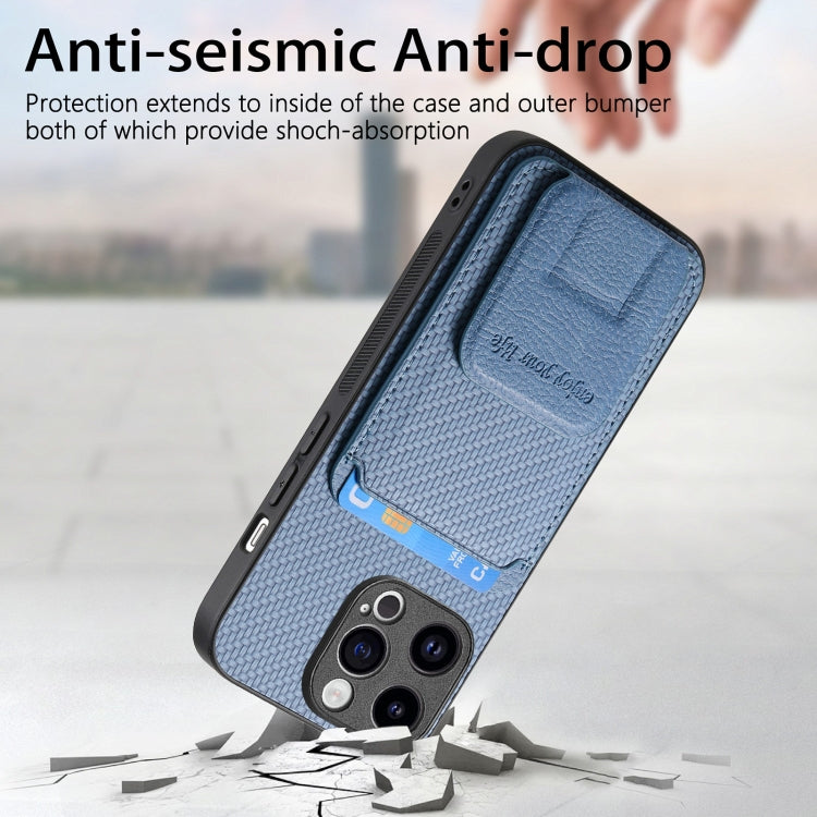 Carbon Fiber Card Bag Fold Stand Phone Case, For iPhone XR, For iPhone XS Max, For iPhone 7 Plus / 8 Plus, For iPhone 6 Plus / 6s Plus