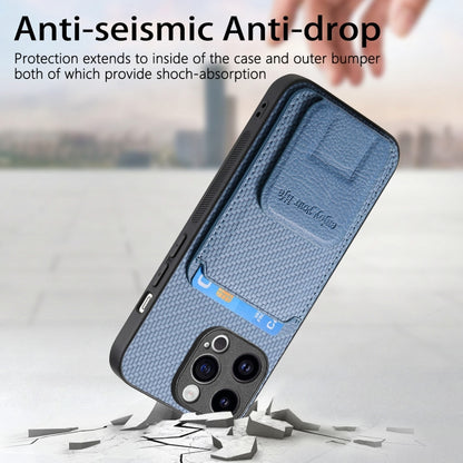 Carbon Fiber Card Bag Fold Stand Phone Case, For iPhone XR, For iPhone XS Max, For iPhone 7 Plus / 8 Plus, For iPhone 6 Plus / 6s Plus