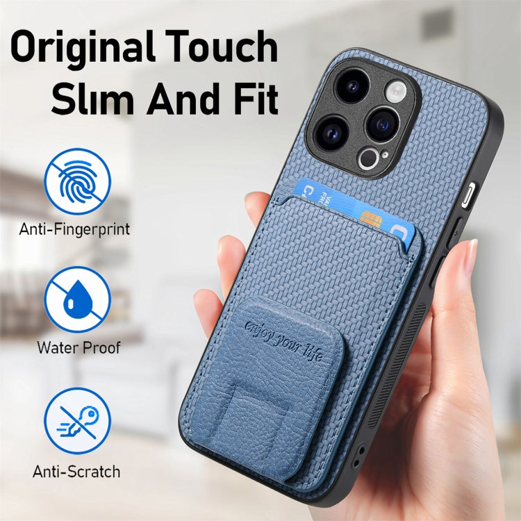 Carbon Fiber Card Bag Fold Stand Phone Case, For iPhone XR, For iPhone XS Max, For iPhone 7 Plus / 8 Plus, For iPhone 6 Plus / 6s Plus