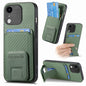 Carbon Fiber Card Bag Fold Stand Phone Case, For iPhone XR, For iPhone XS Max, For iPhone 7 Plus / 8 Plus, For iPhone 6 Plus / 6s Plus