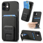 Carbon Fiber Card Bag Fold Stand Phone Case, For iPhone 11 Pro Max, For iPhone 11, For iPhone 11 Pro, For iPhone X / XS