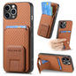 Carbon Fiber Card Bag Fold Stand Phone Case, For iPhone 11 Pro Max, For iPhone 11, For iPhone 11 Pro, For iPhone X / XS