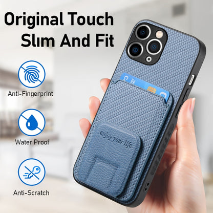 Carbon Fiber Card Bag Fold Stand Phone Case, For iPhone 11 Pro Max, For iPhone 11, For iPhone 11 Pro, For iPhone X / XS