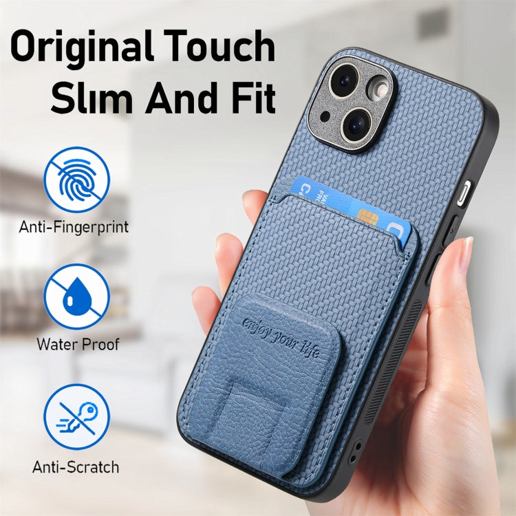 Carbon Fiber Card Bag Fold Stand Phone Case, For iPhone 13, For iPhone 12, For iPhone 12 Pro Max, For iPhone 12 Pro