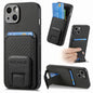 Carbon Fiber Card Bag Fold Stand Phone Case, For iPhone 13, For iPhone 12, For iPhone 12 Pro Max, For iPhone 12 Pro