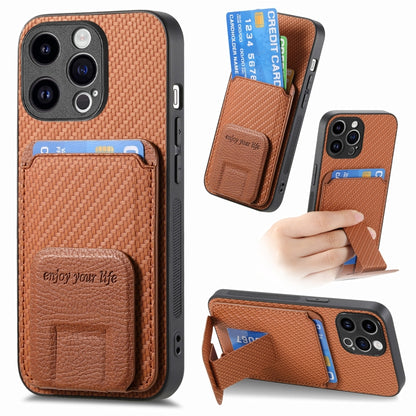 Carbon Fiber Card Bag Fold Stand Phone Case, For iPhone 14 Pro Max, For iPhone 7 / 8 / SE 2022, For iPhone 13 Pro Max, For iPhone 13 Pro
