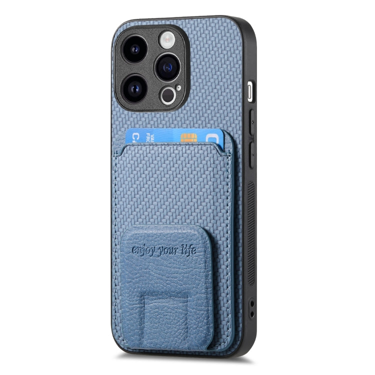 Carbon Fiber Card Bag Fold Stand Phone Case, For iPhone 14 Pro Max, For iPhone 7 / 8 / SE 2022, For iPhone 13 Pro Max, For iPhone 13 Pro